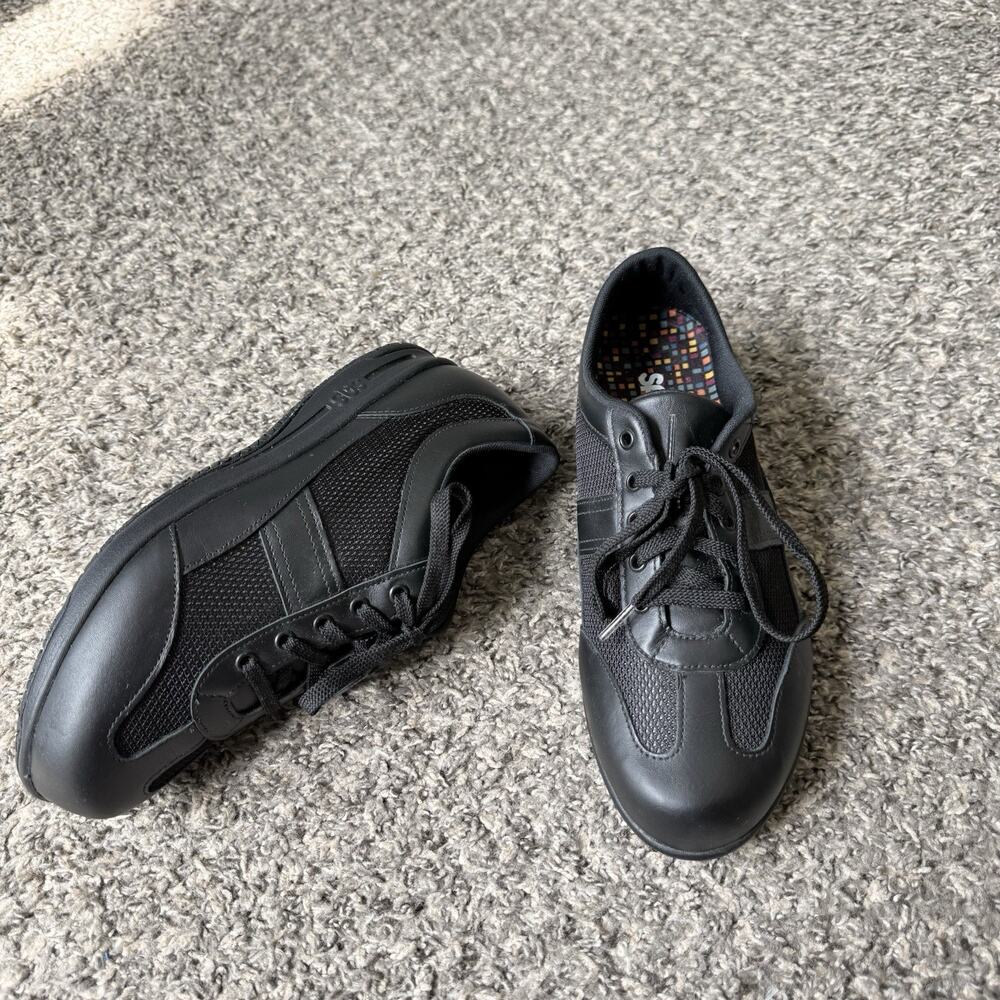 SAS Reverie Slip Resistant Work Shoes Size 9 W Black Leather Lace Up Comfort